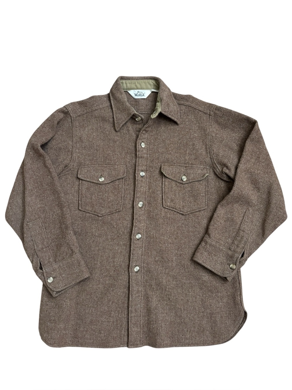 Woolrich Vintage 70s Wool Blend Brown Button Up Shacket Work Field Shirt Size L